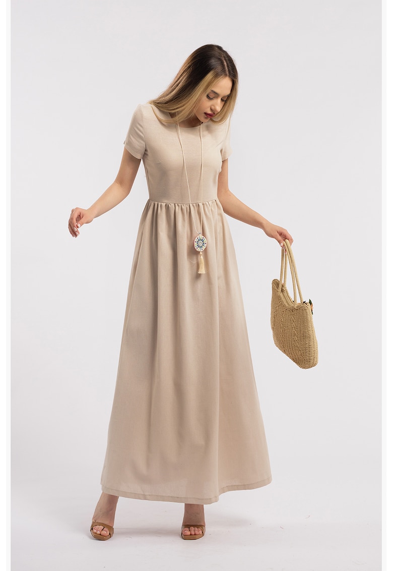 Rochie maxi din in - Bej