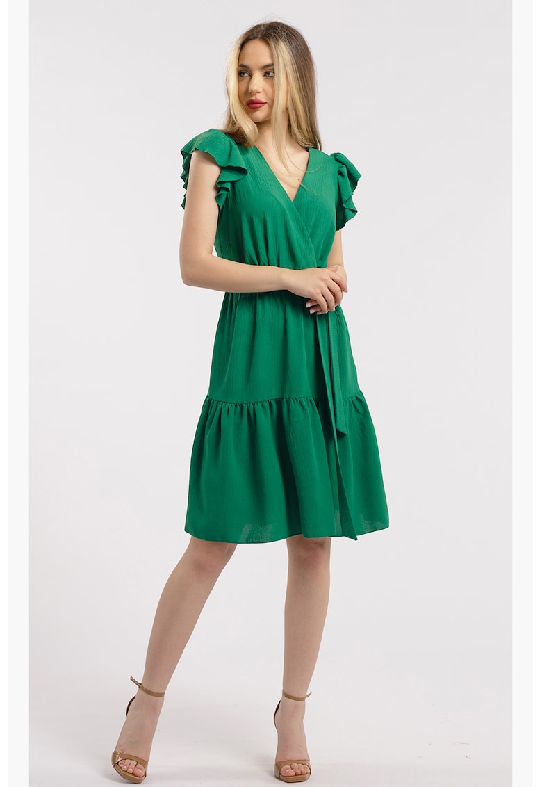 Rochie scurta cu decolteu in V - Verde