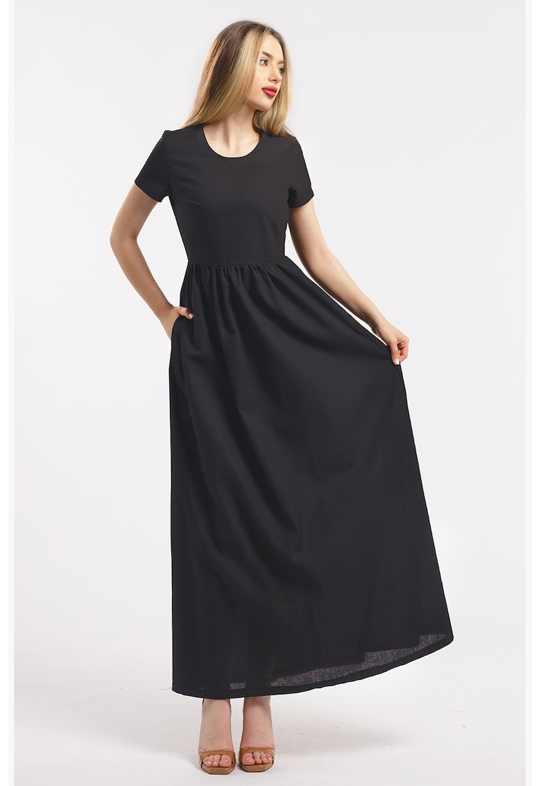 Rochie maxi din in - Negru