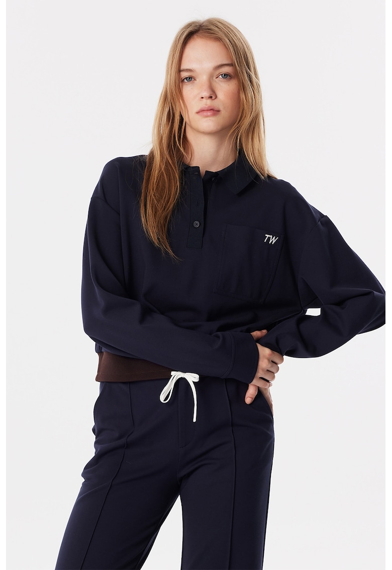 Bluza polo cu terminatie ajustabila - Bleumarin