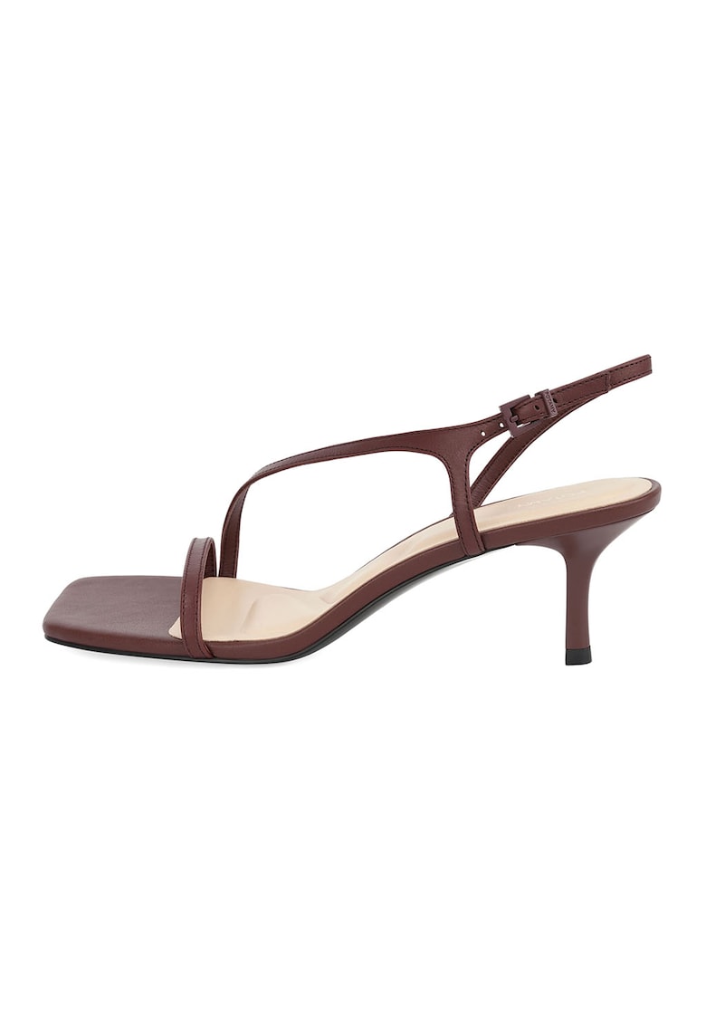 Sandale de piele cu toc clasic - Maro cognac