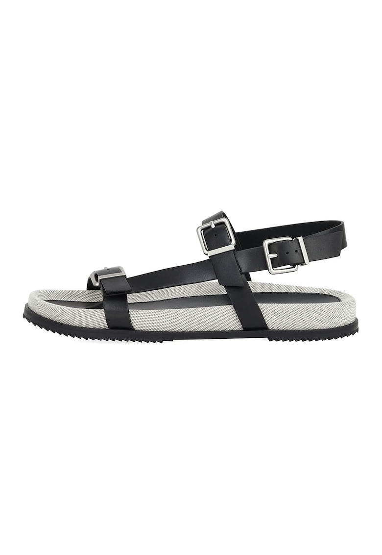 Sandale slingback de piele - Negru