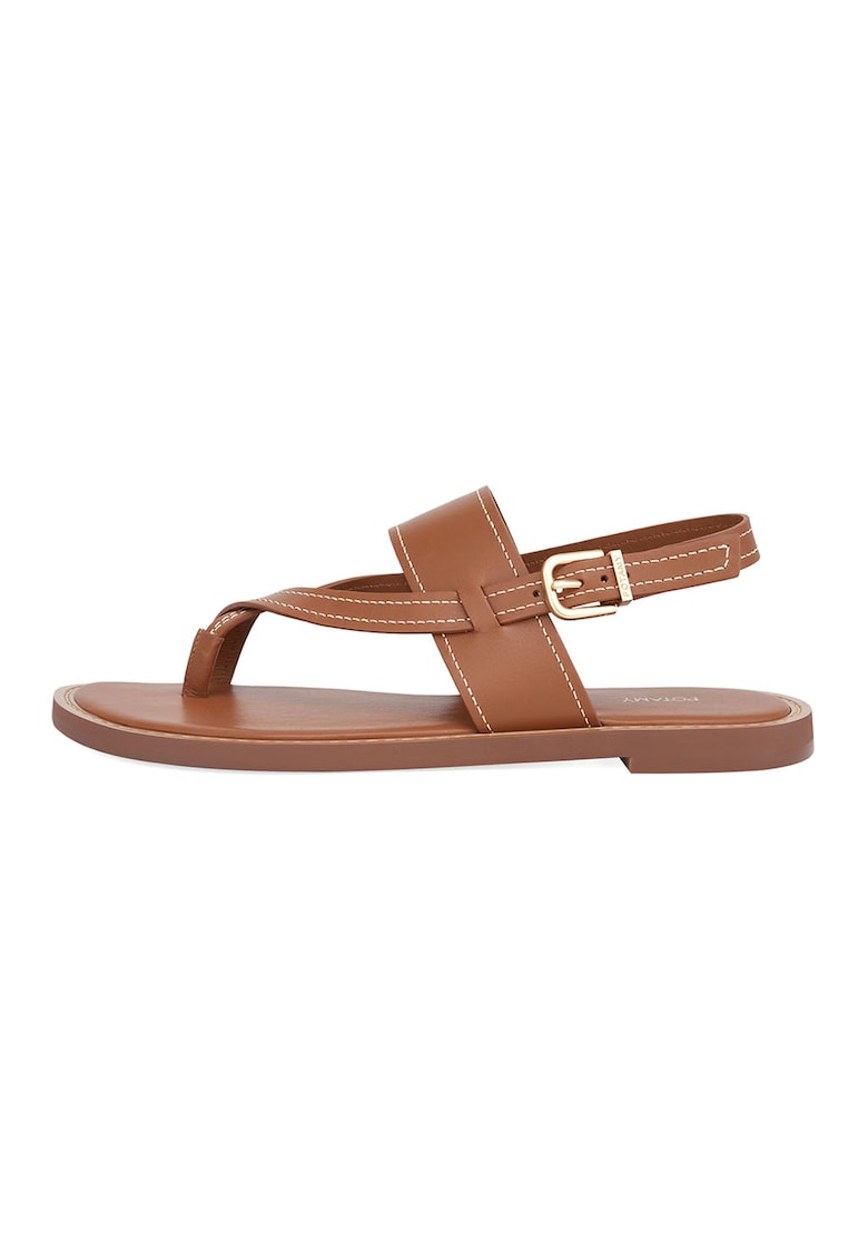 Sandale slingback de piele - Caramel