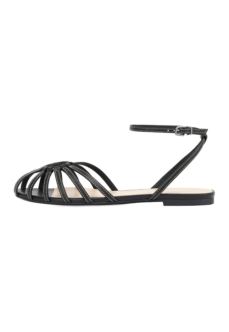 Sandale de piele cu barete multiple - Negru