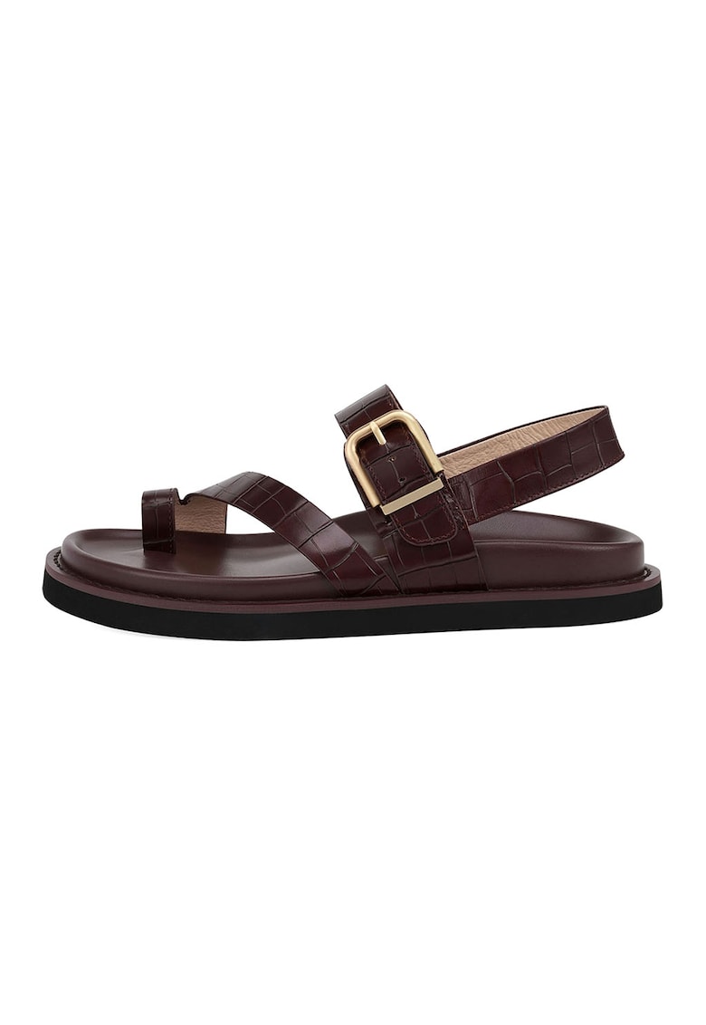 Sandale de piele cu catarama - Maro cognac