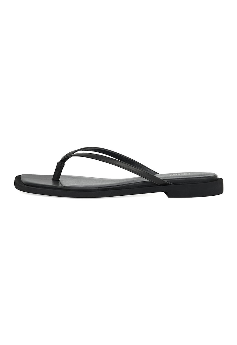 Papuci flip-flop de piele - Negru