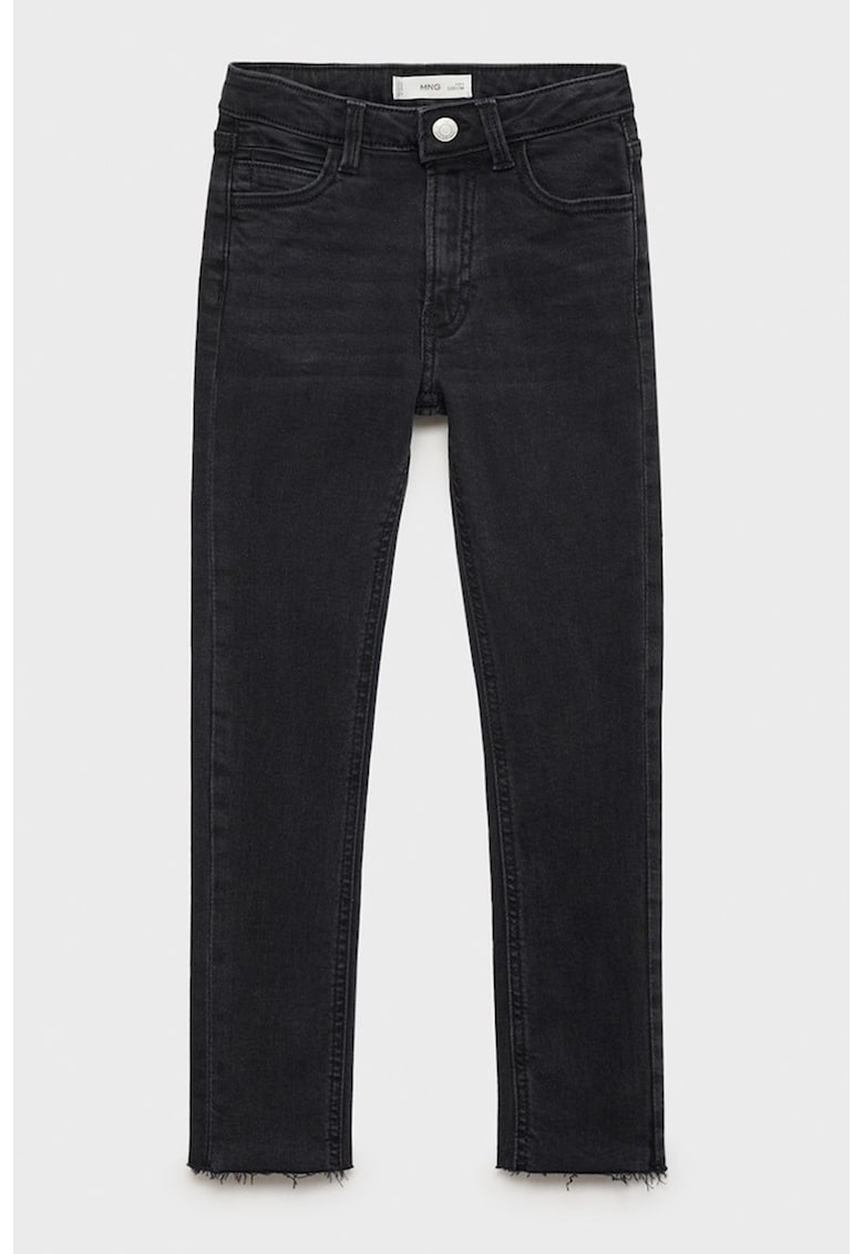 Blugi skinny-fit cu terminatii nefinisate - Negru