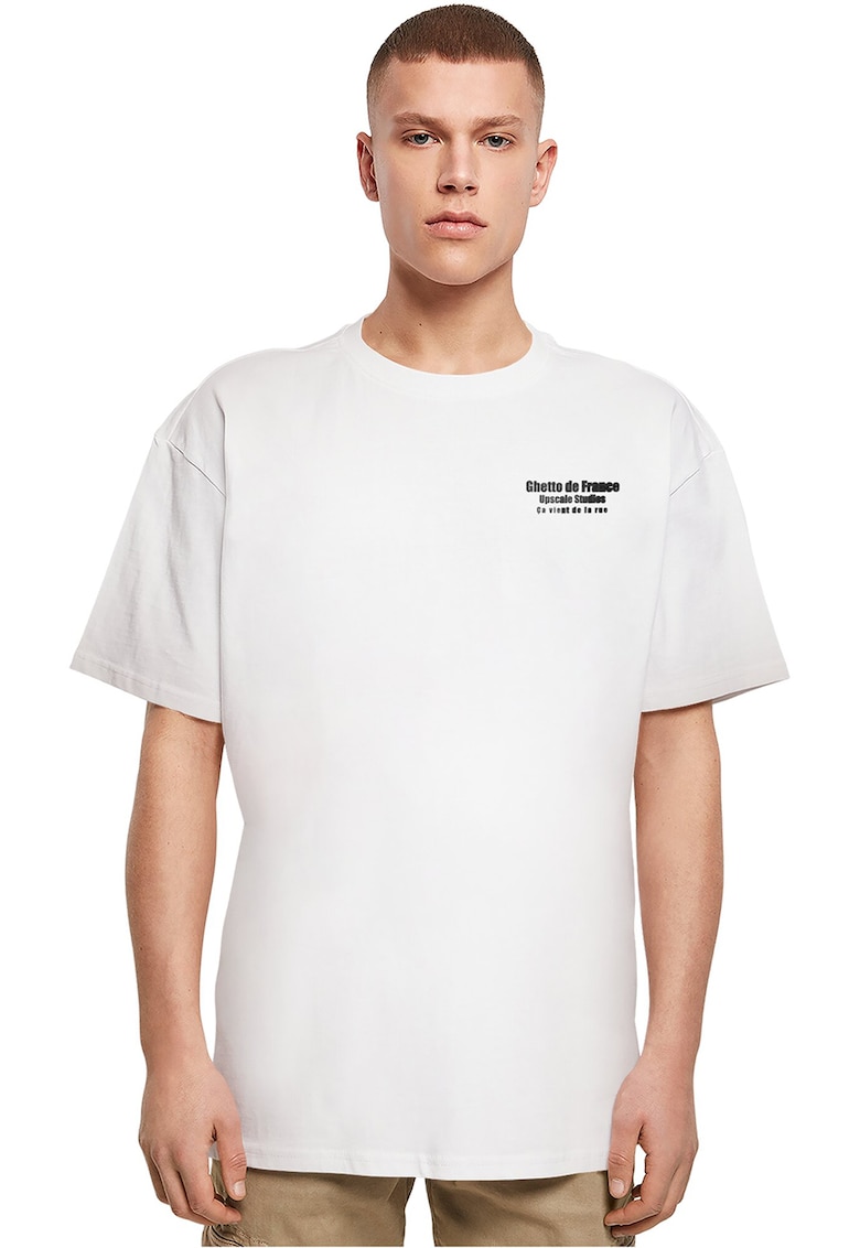 Tricou din bumbac cu imprimeu text - Alb/Negru