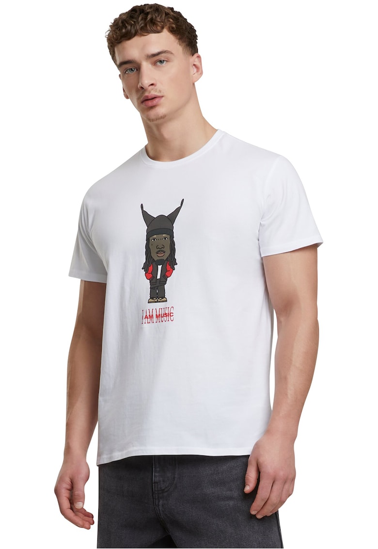Tricou slim-fit cu imprimeu grafic - Rosu/Alb/Gri antracit