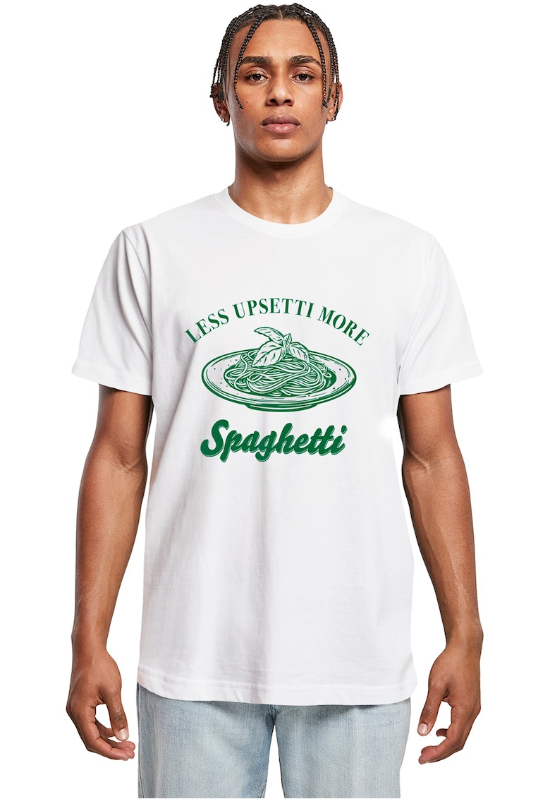 Tricou cu imprimeu grafic si text pe partea din fata - Alb/Verde