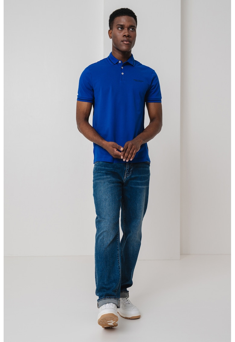 Tricou polo cu detalii contrastante - Albastru royal