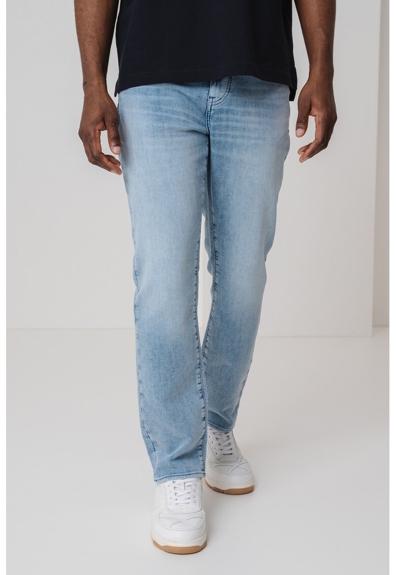 Blugi skinny cu talie medie - Albastru deschis melange