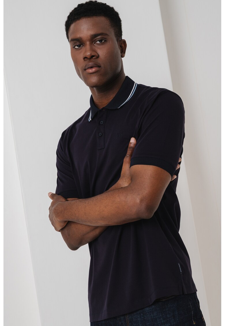 Tricou polo cu model uni - Negru stins
