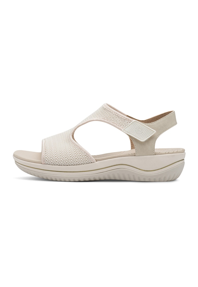 Sandale wedge cu velcro - Bej