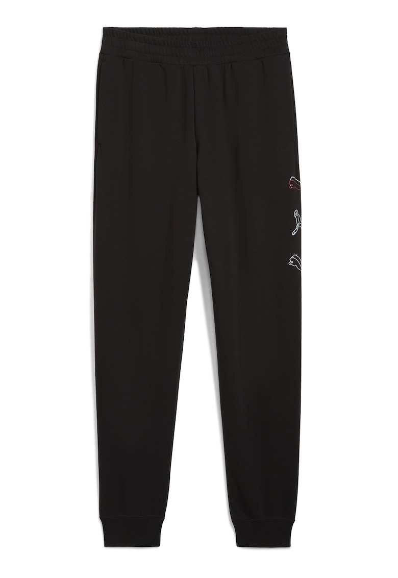 Pantaloni de trening din amestec de bumbac cu croiala conica - Negru