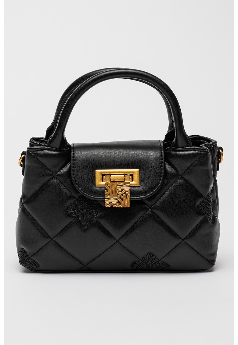 Geanta crossbody de piele ecologica cu logo Bosco - Negru