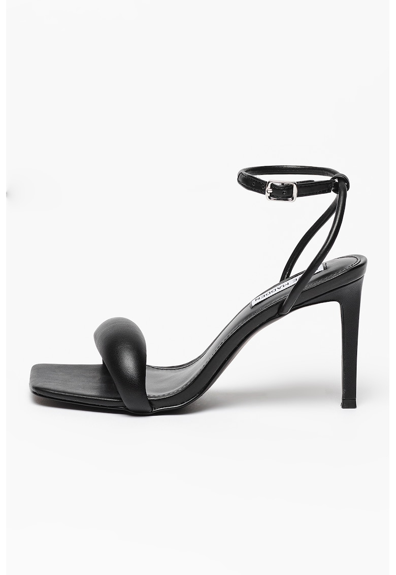 Sandale de piele ecologica cu toc stiletto Entice - Negru