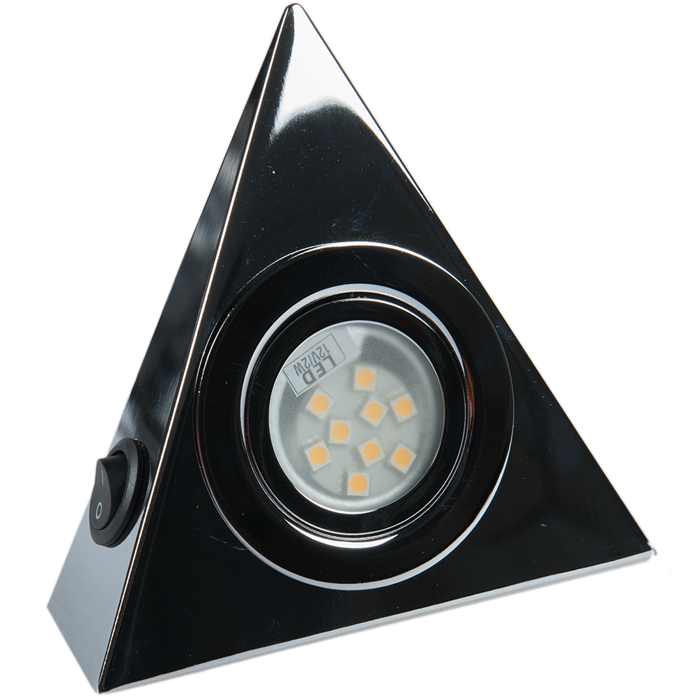 Spot LED piramidal cu switch, 2W, cromat, lumina calda, IP22