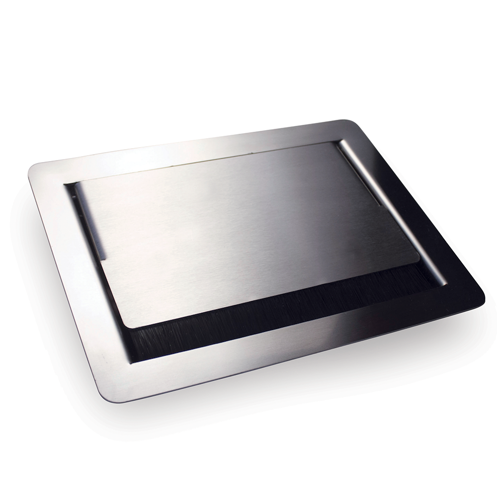 Sistem de prize incorporabile in birou Rigel - 304, 3 prize simple + CAT 3 + CAT 5, inox