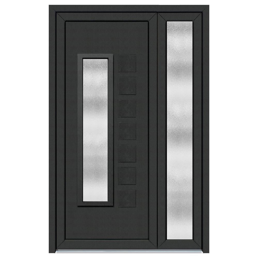 Usa PVC pentru intrare, antracit, 130 x 200 cm, 5 camere, dreapta