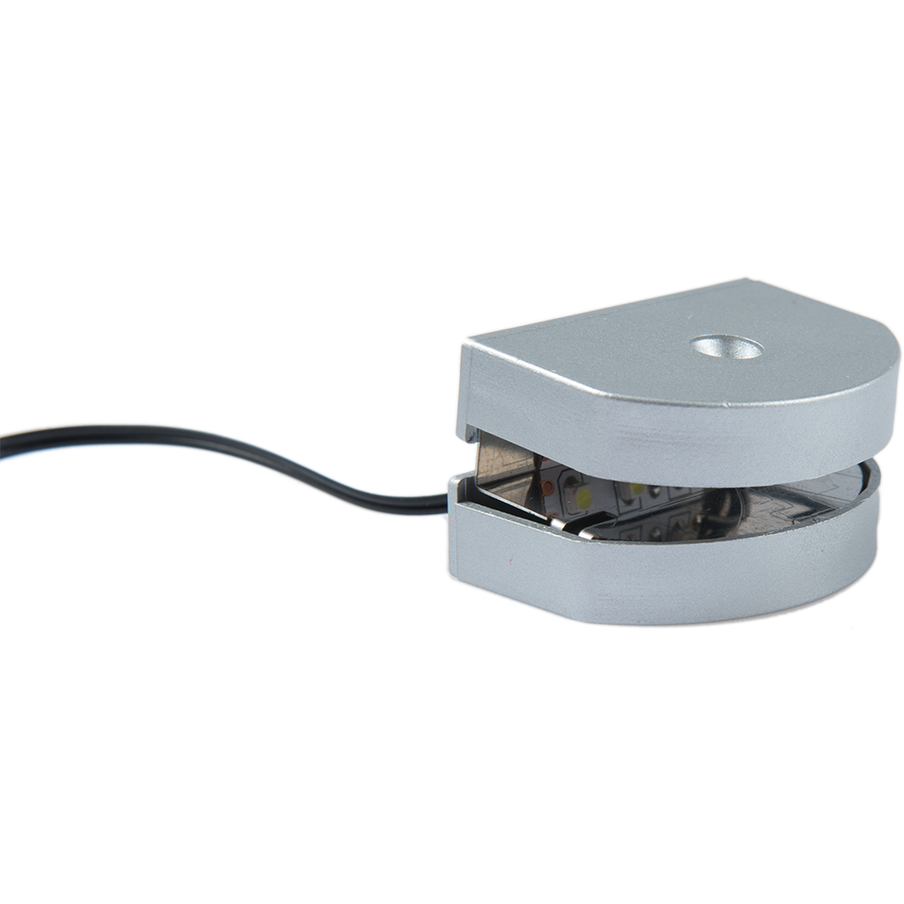 Spot LED tridimensional pentru polita sticla 12V DC, alb rece 1,7 W