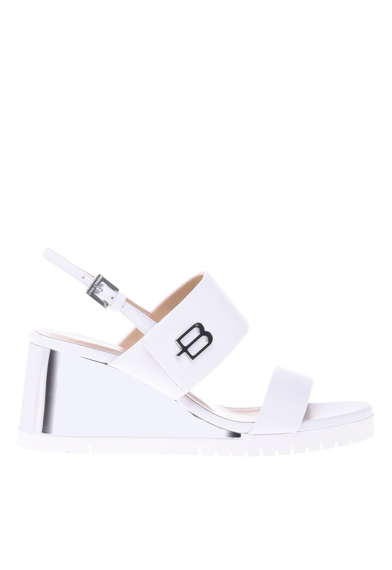 Sandale wedge de piele - Alb