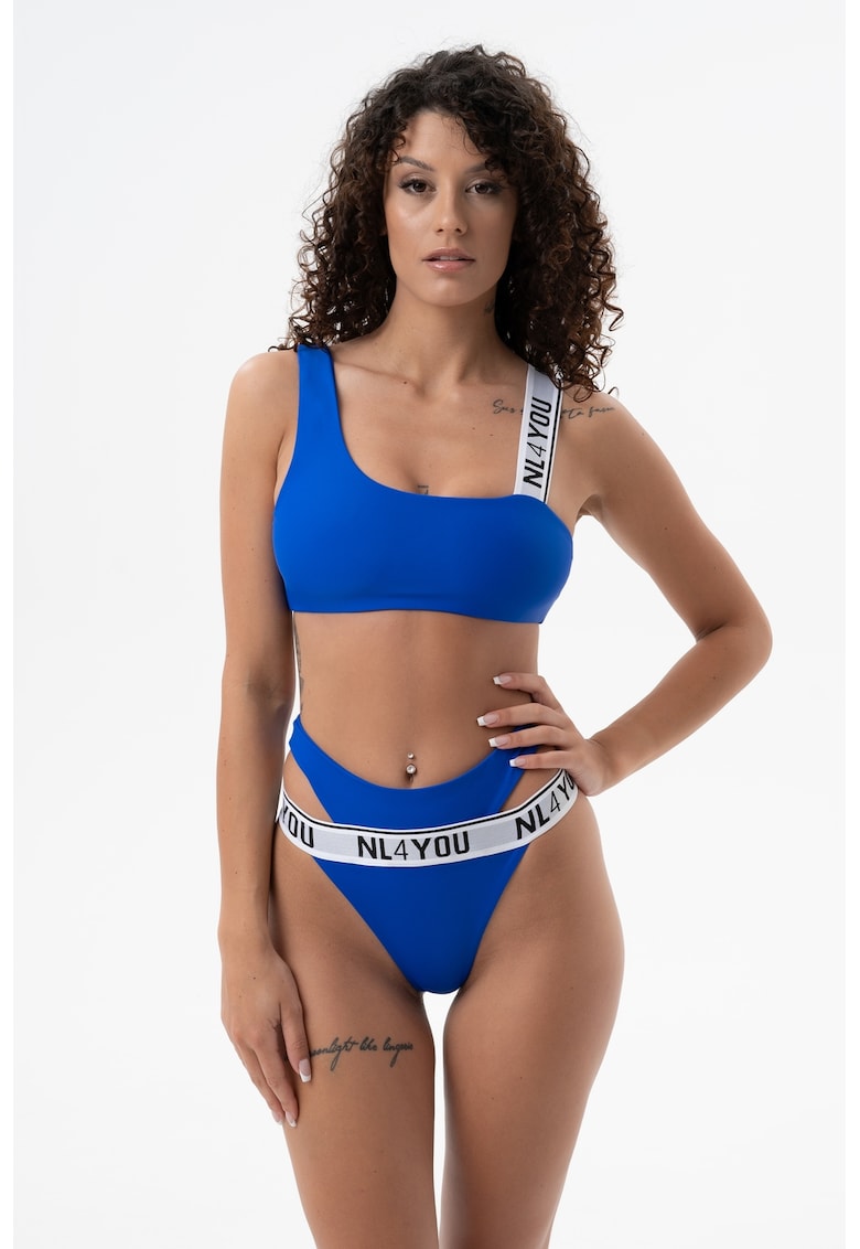 Costum de baie din doua piese cu imprimeu logo - Albastru royal