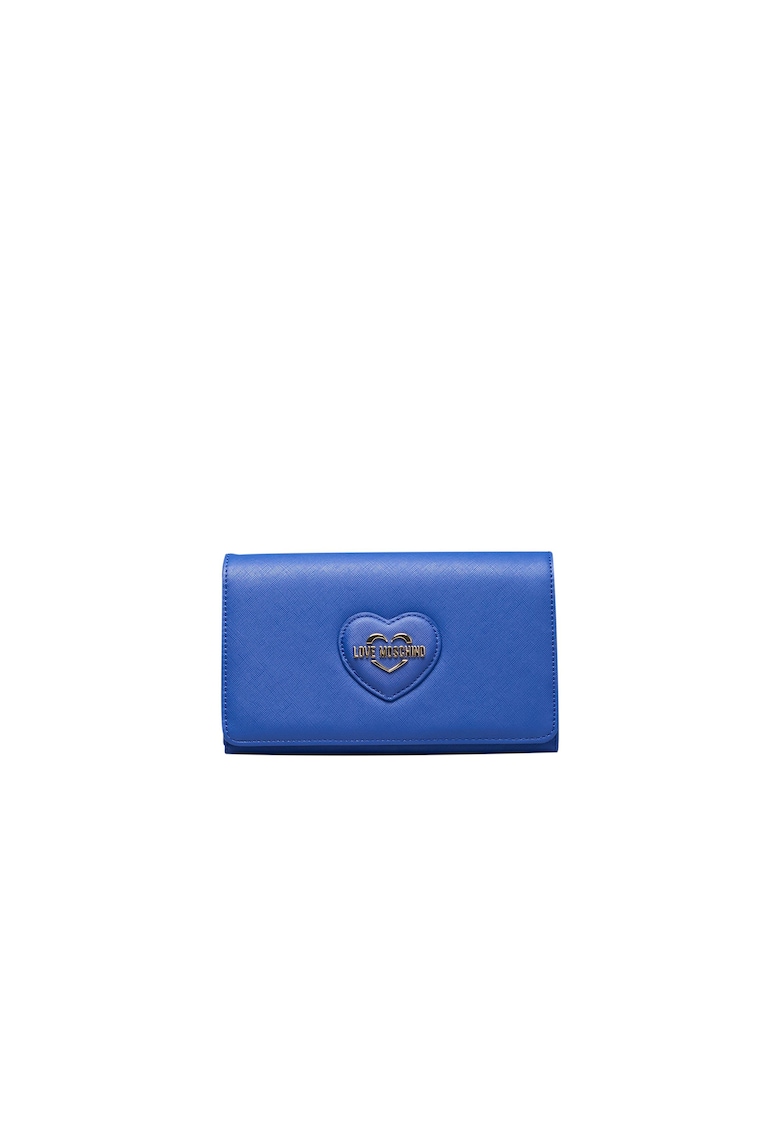 MOSCHINO - Geanta crossbody cu logo metalic - Albastru