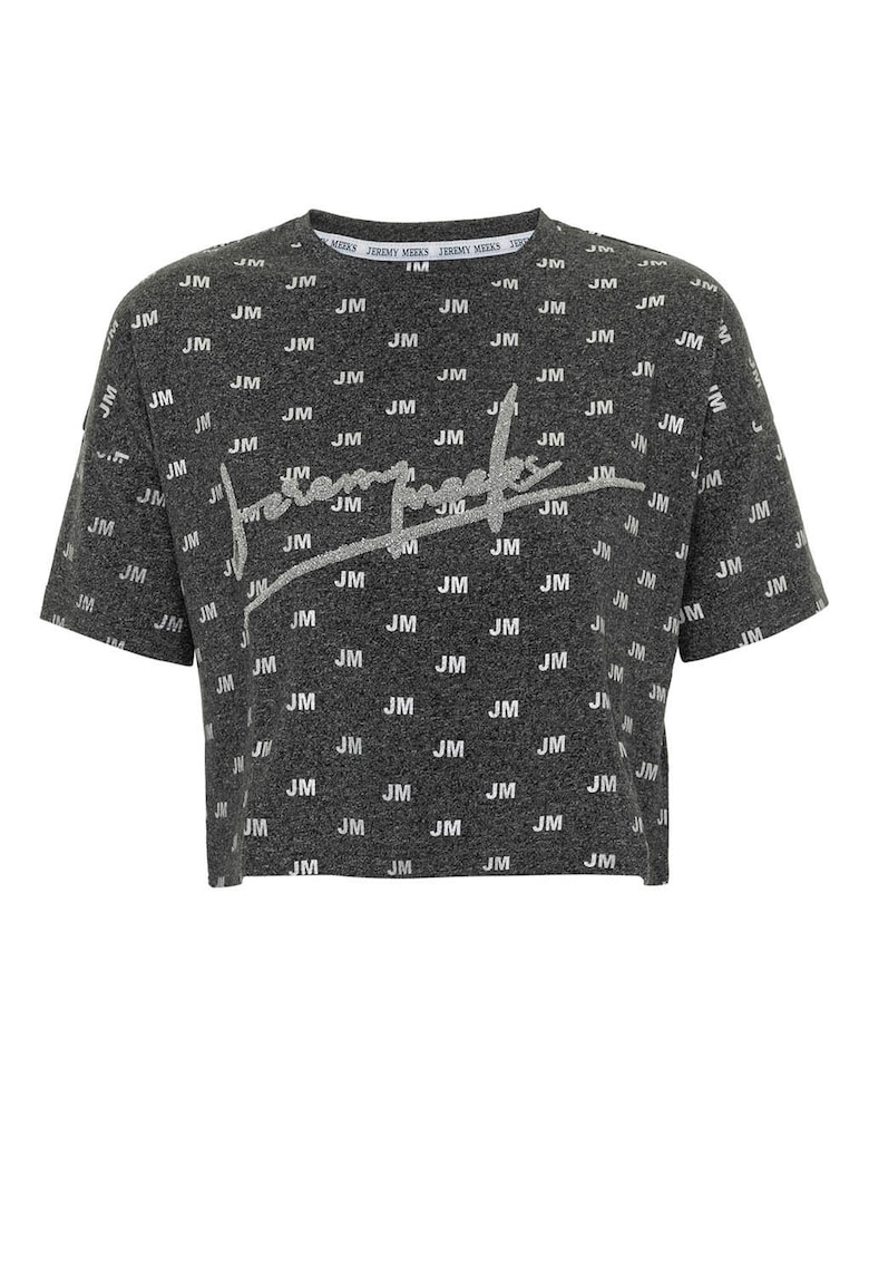 Tricou crop din amestec de bumbac organic - Gri inchis