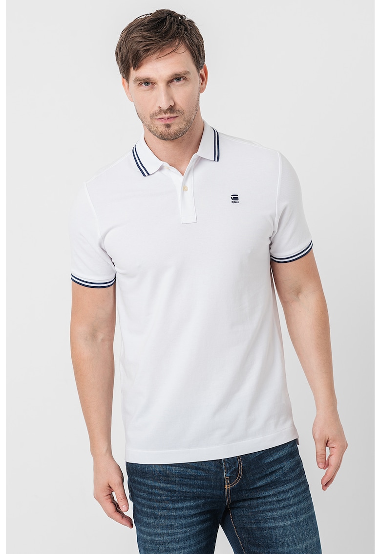 Tricou polo slim fit Dunda - Alb