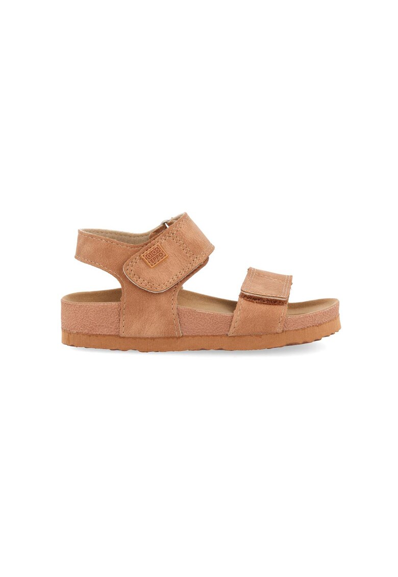 Sandale din piele ecologica cu inchidere velcro Tradegar - Caramel