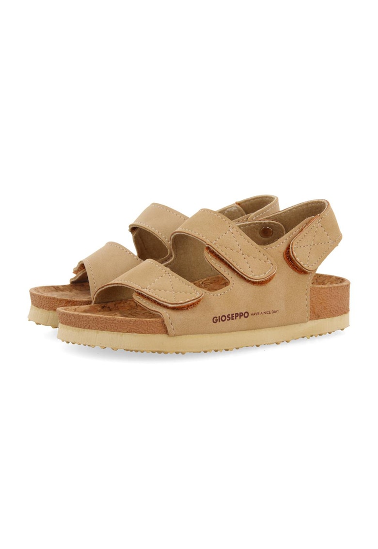 Sandale de piele ecologica cu velcro Krapina - Maro camel