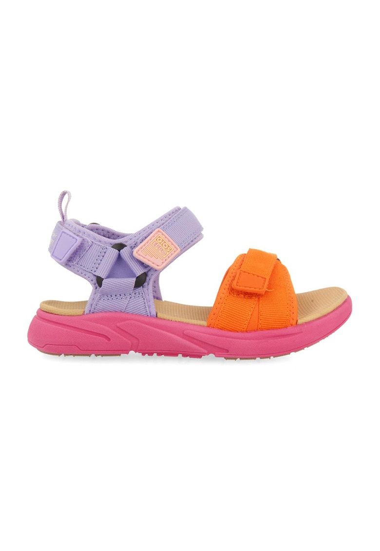 Sandale uni cu velcro - Portocaliu mandarina/Lila