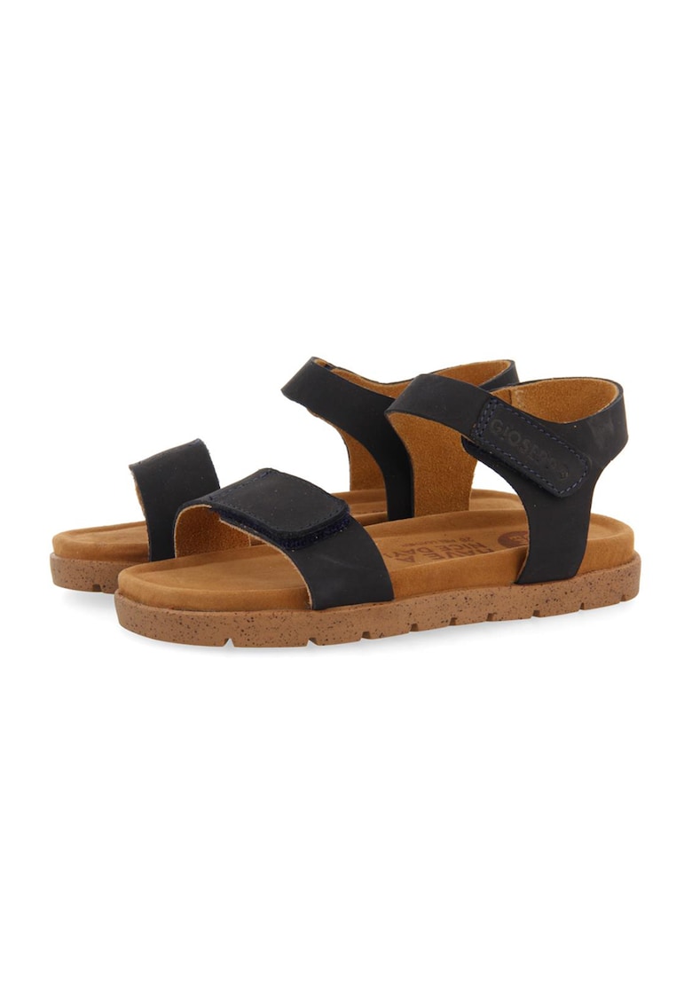 Sandale de piele cu velcro - Rosu/Bleumarin