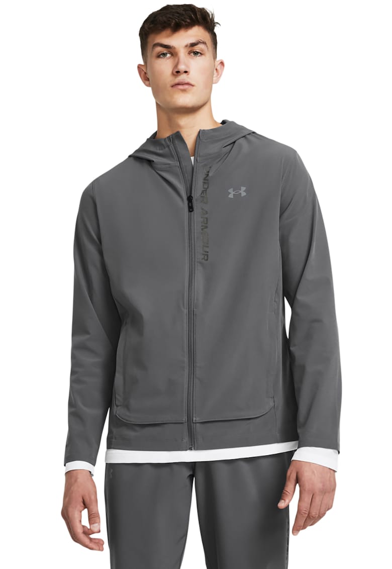 Jacheta slim fit pentru alergare OutRun The Storm - Gri inchis