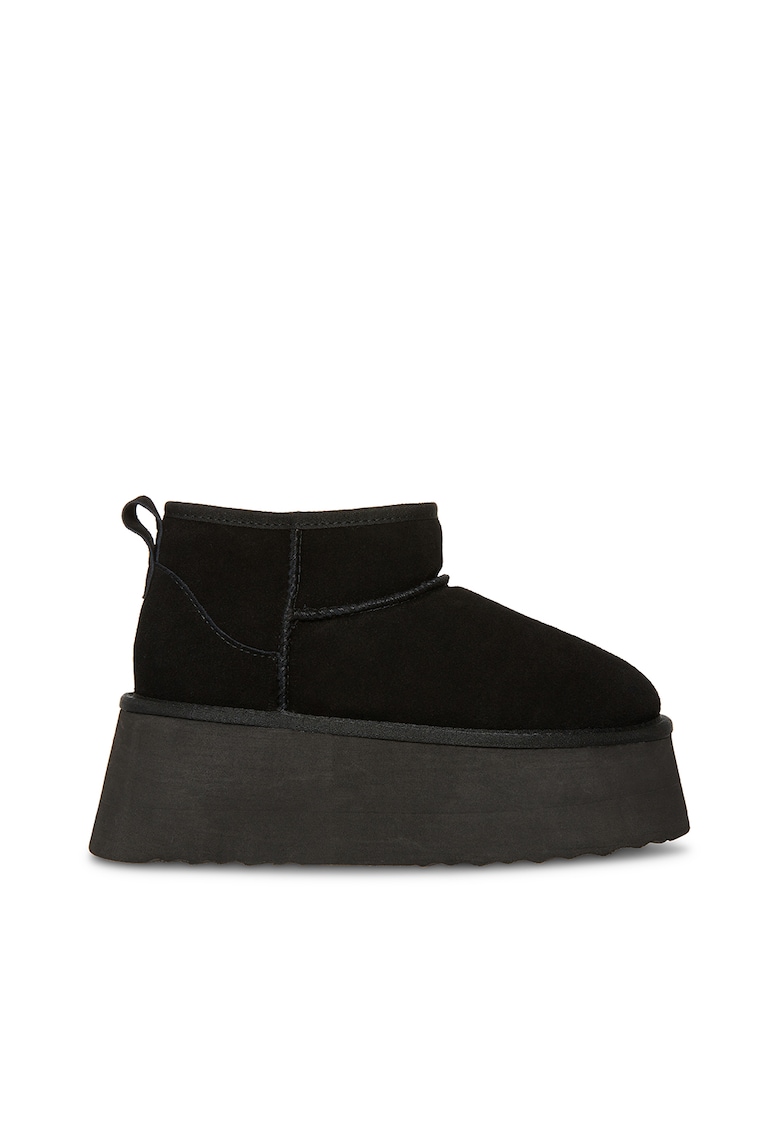 Ghete slip-on flatform din piele intoarsa - Negru