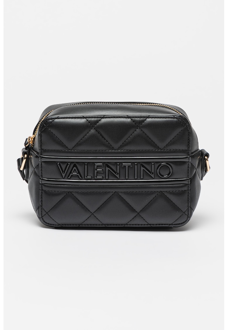Geanta crossbody de piele ecologica cu logo in relief Ada - Negru