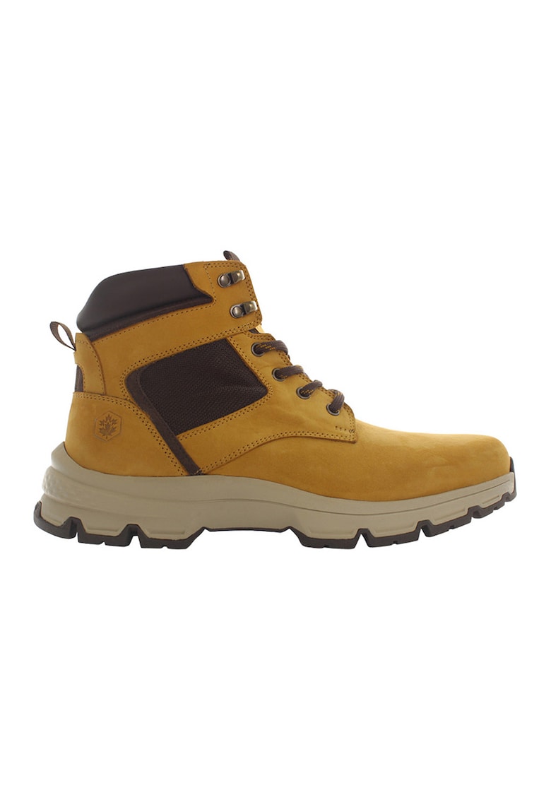 Ghete de piele si piele ecologica - Maro inchis/Galben mustar