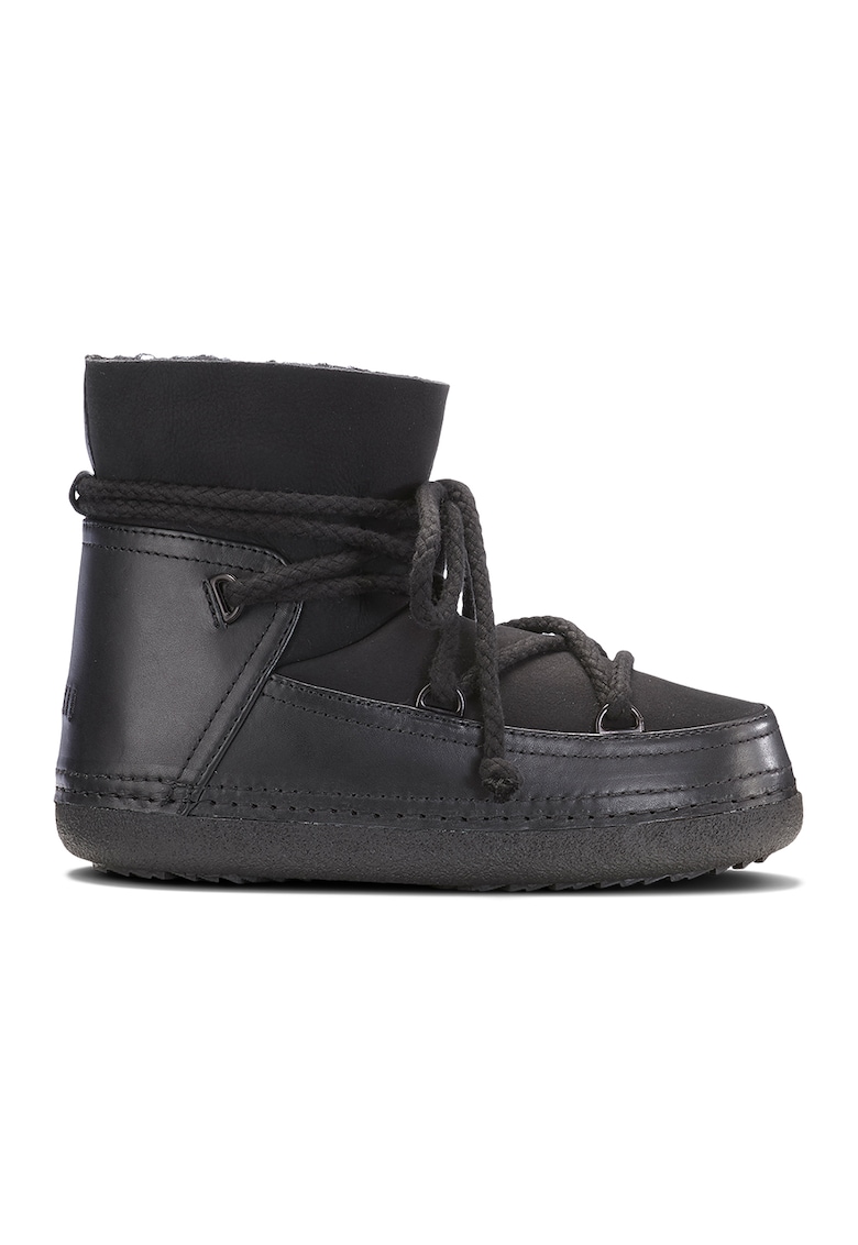 Ghete slip-on de piele si piele intoarsa - Negru