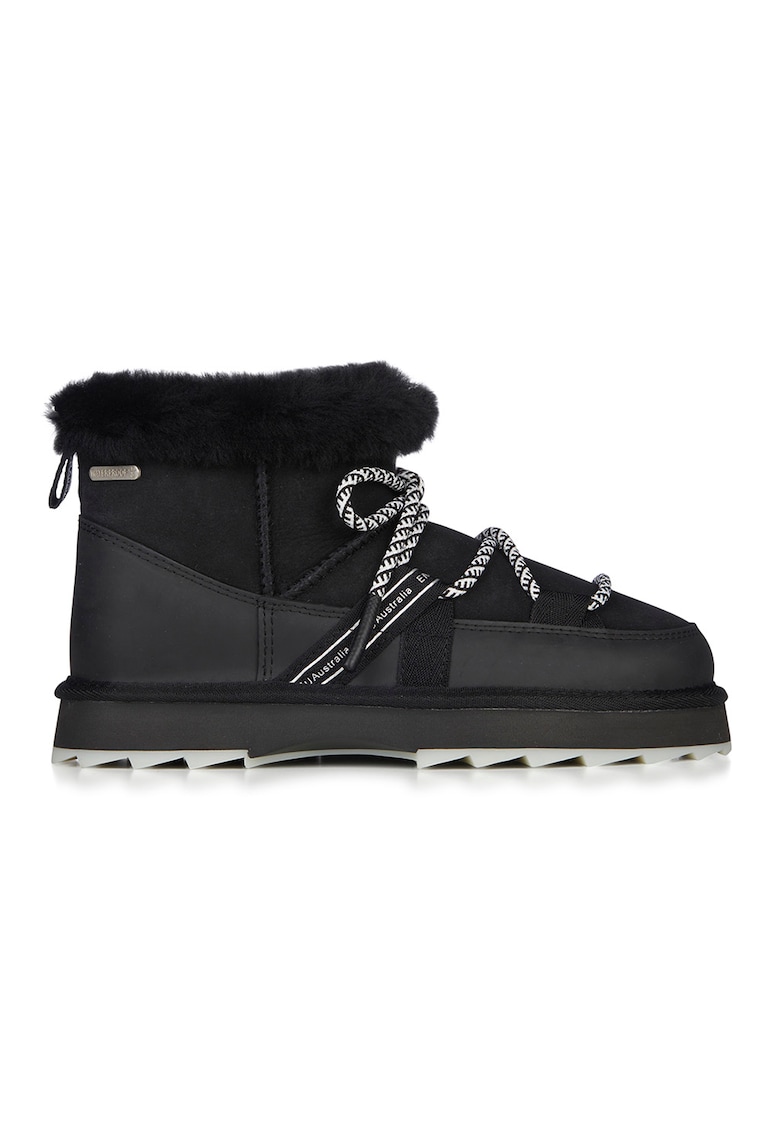 Ghete de piele intoarsa fara inchidere impermeabile Blurred Micro - Negru