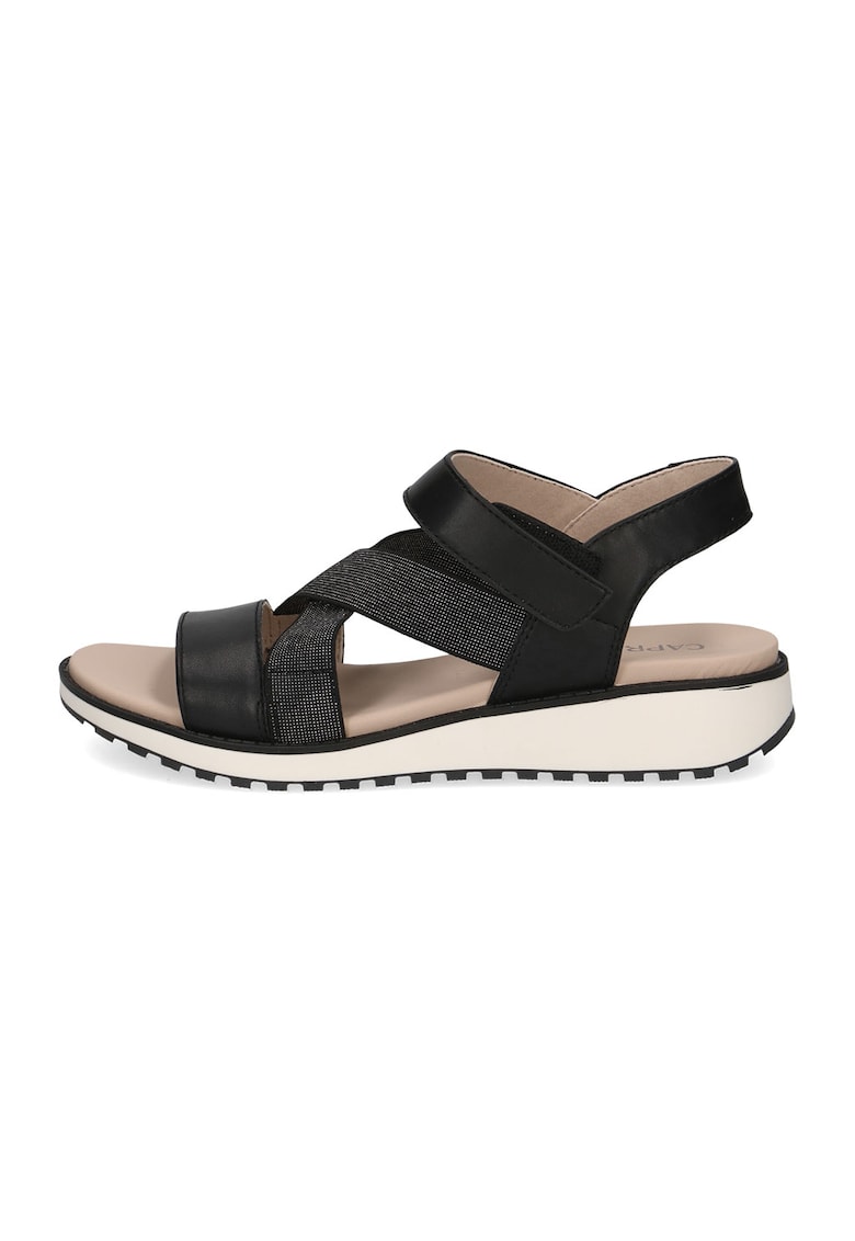 Sandale wedge cu velcro - Negru