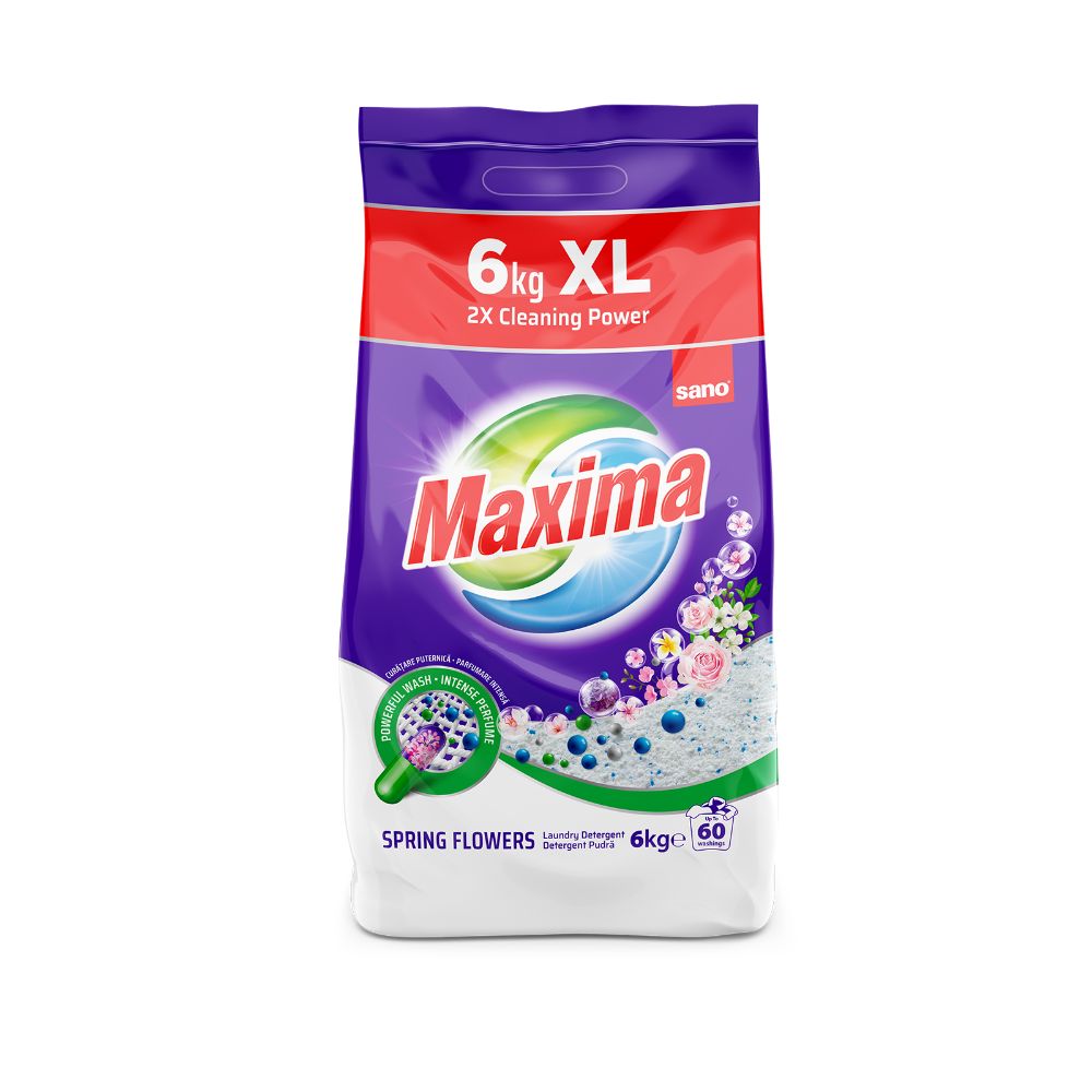 Detergent pudra Sano Spring Flowers, 60 spalari, 6 kg