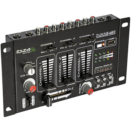 Mixer USB cu Display Digital LED Talkover Negru