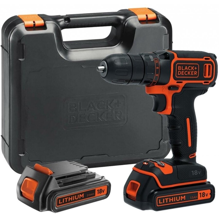 Masina de gaurit si insurubat Black&Decker, BDCDD186KB, 2 acumulatori LI-ION 1.5Ah 18V, cutie pentru transport