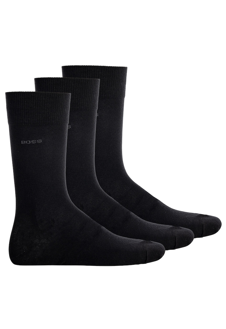 Set de sosete lungi cu logo - 3 perechi - Negru