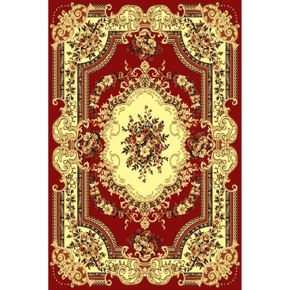 Covor clasic Gold 047/22, polipropilena BCF, rosu-bej, 60 x 110 cm