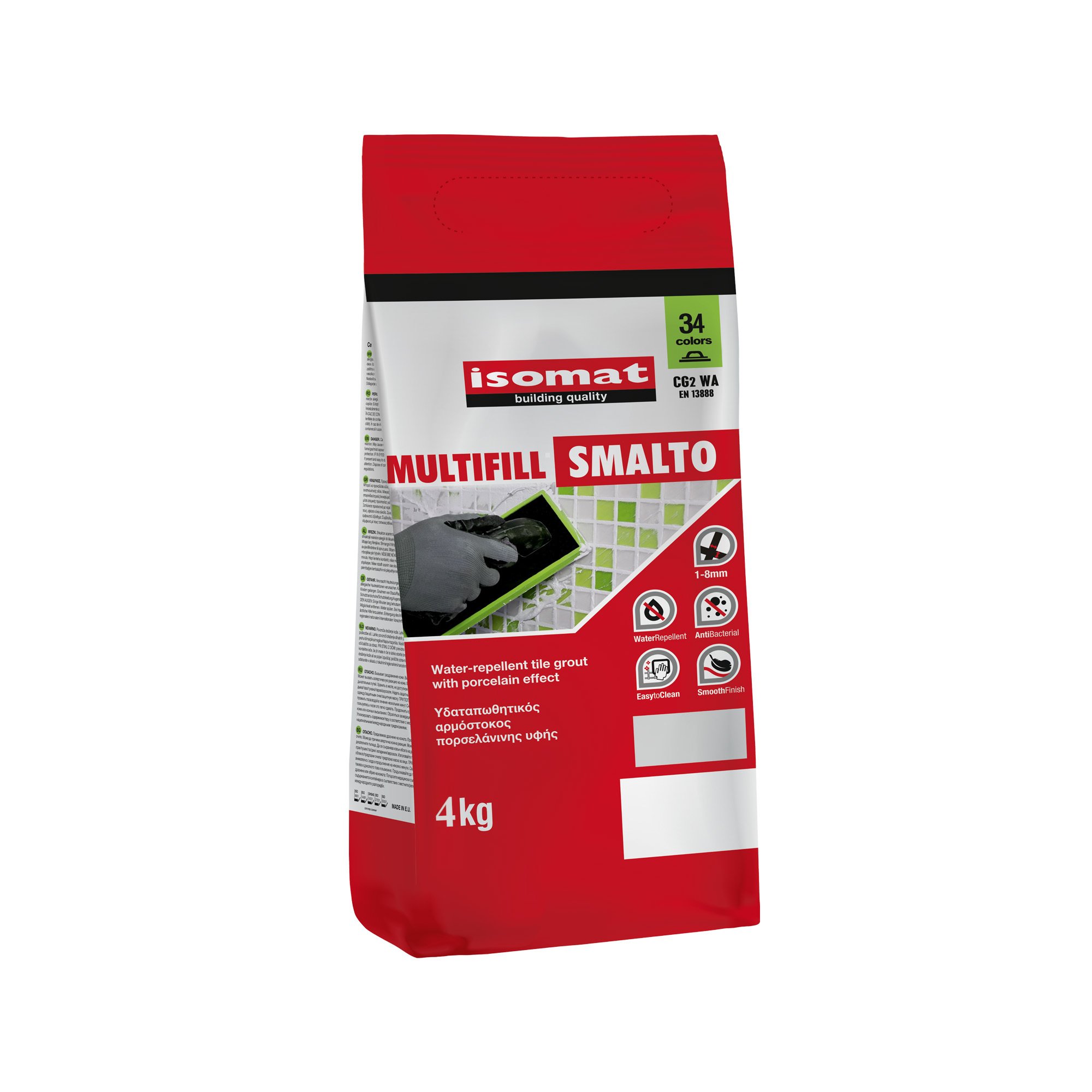Chit de rosturi hidrofug Multifill Smalto 1-8 Isomat, interior/exterior, gri deschis, 4 kg