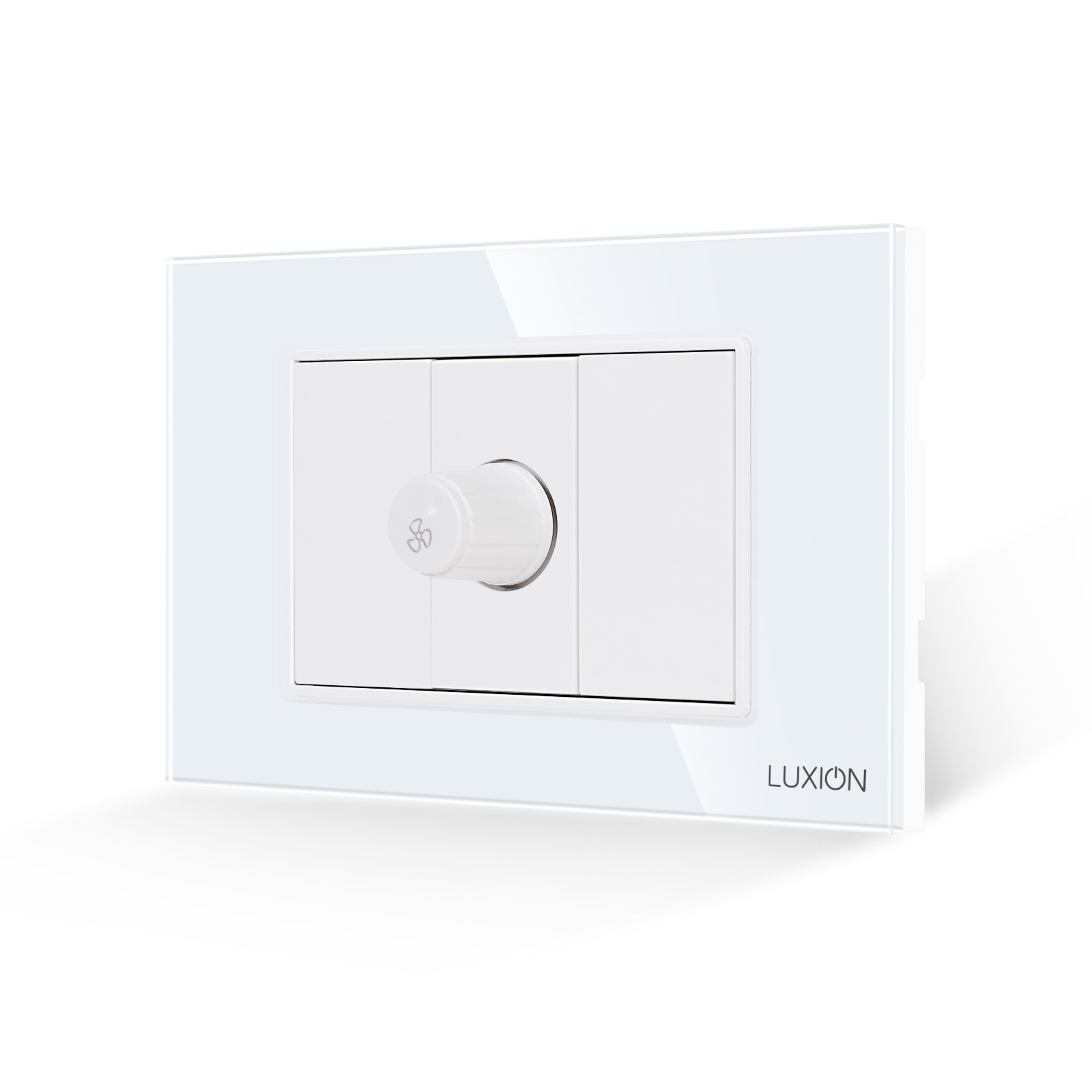 Comutator Pentru Ventilator 1M si 2 Taste False LUXION cu Rama din Sticla, Standard Italian, 3M