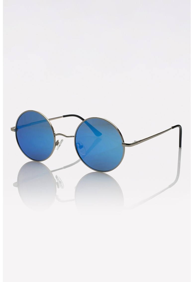 Ochelari de soare rotunzi unisex cu lentile polarizate - Argintiu