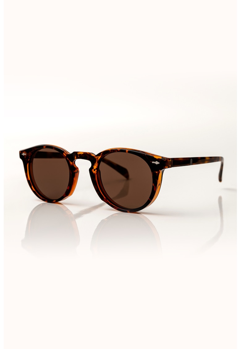 Ochelari de soare rotunzi cu animal print - Maro/Portocaliu
